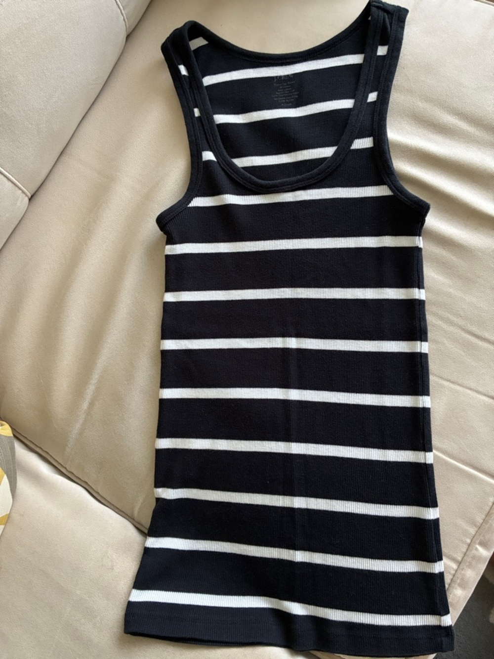J. Crew classic Black and White Striped Ribbed Tank Top in size XS